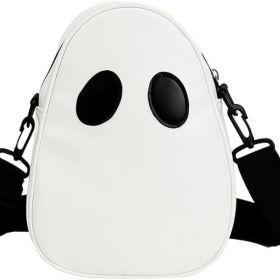 1Pcs Halloween Cute Ghost Purse PU Leather Crossbody Bag Shoulder Bag For Women's Spooky Trick Treat (Option: WHITE)