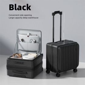 Only Supports Self Pickup Brand New 20 Inch Side Opening Small Luggage Compartment With Cup Holder, USB Port, Multifunctional Luggage, Boarding P (Option: Black)
