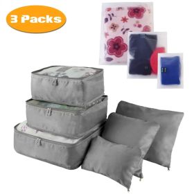 9Pcs Set Clothes Storage Bags Water-Resistant Travel Luggage Organizer Clothing Packing Cubes For Blouse Hosiery Stocking Underwear (Option: Gray-3Set27Pcs)