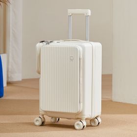 New 20-inch Suitcase, Large Deep Compartment Suitcase, Side-opening Suitcase, With External Storage Bag, Wheeled Luggage, Cabin Bag, Silent Swive (Option: WHITE)