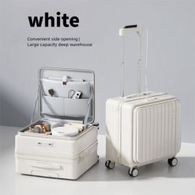Only Supports Self Pickup Brand New 20 Inch Side Opening Small Luggage Compartment With Cup Holder, USB Port, Multifunctional Luggage, Boarding P (Option: WHITE)