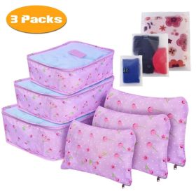 9Pcs Set Clothes Storage Bags Water-Resistant Travel Luggage Organizer Clothing Packing Cubes For Blouse Hosiery Stocking Underwear (Option: PurpleCherry-3Set27Pcs)